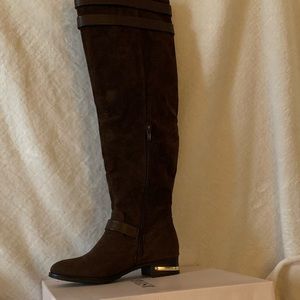 Knee high faux suede brown boots size 7